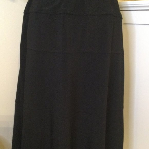 Anne Klein, Belted Drop Waist Short Sleeve Black Knit A-line Dress, Sz. 10 - Picture 5 of 11